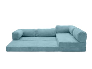 Canapé d'angle réversible convertible CASANOVA 4 places Velours côtelé Bleu clair