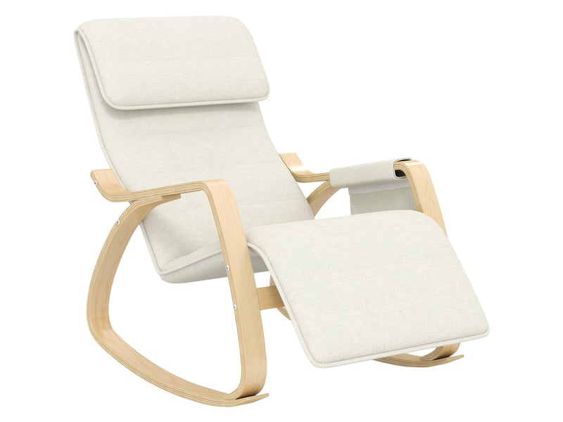  Fauteuil de relaxation avec repose-pieds, lin, 67x110x91cm, crème  - Conforama B
