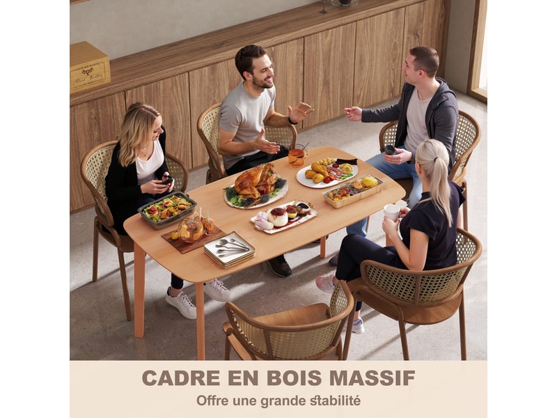  Table à manger rectangulaire 6 personnes bois naturel 150 x 80 x 76 cm  - Conforama E