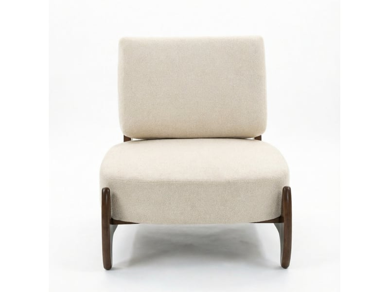  Fauteuil de salon 73,5 x 72 cm - beige - chenille rembourrée, assise épaisse et structure en bois stable  - Conforama A
