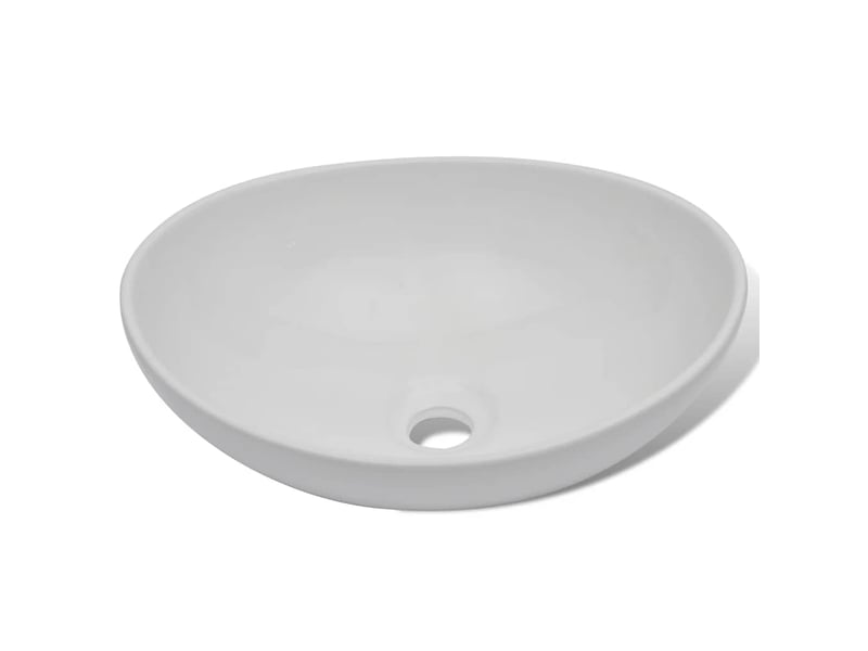  Lavabo de bain, vasque à poser céramique 40 x 33 cm ovale blanc cf65640  - Conforama C
