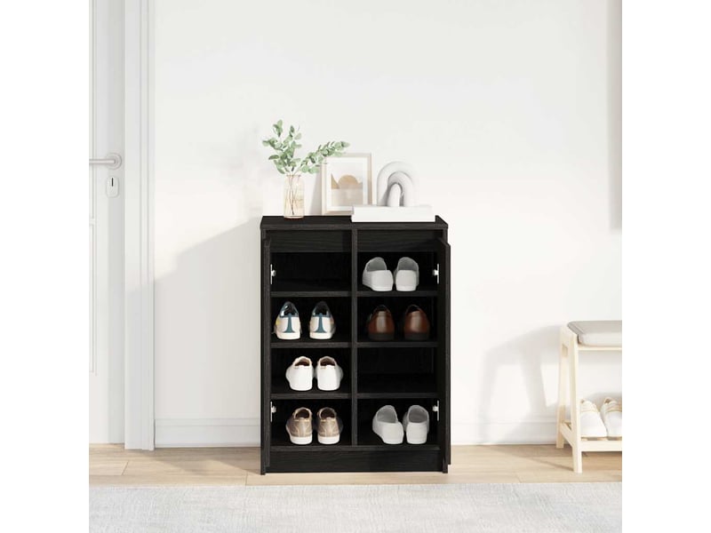  Meuble à chaussure | armoire à chaussures chêne noir 57x34x76 cm bois d'ingénierie  - Conforama C