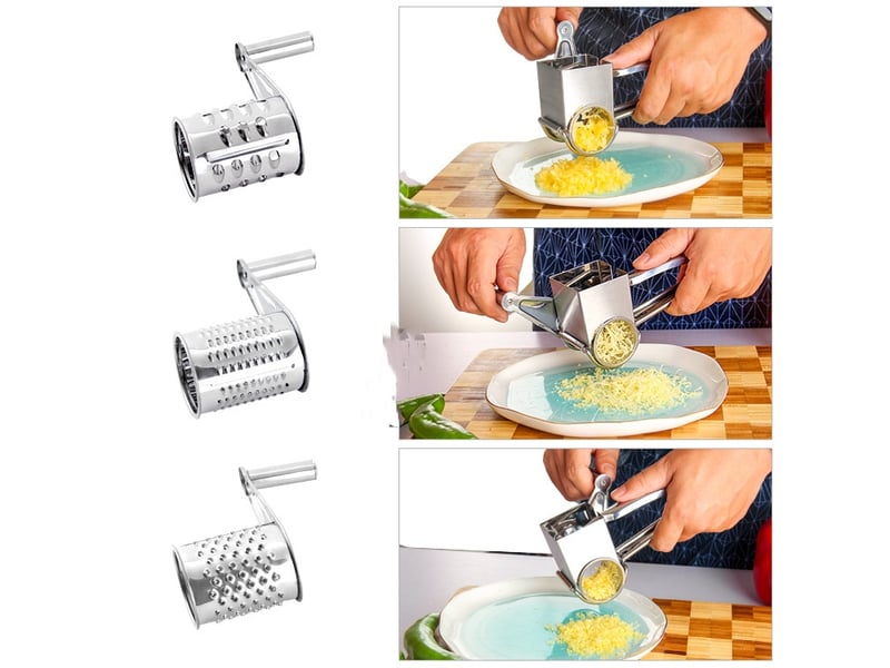 Moulin à râpe fromage 3 tambours inox 20x5.8x8cm - Conforama C