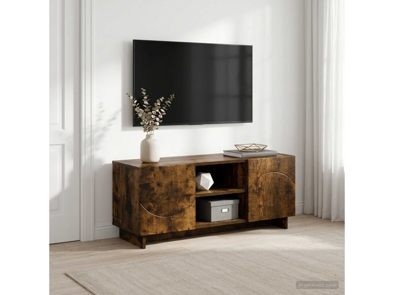  Meuble tv moderne, banc tv 90x34,5x40 cm chêne fumé bois d'ingénierie shl25926  - Conforama B