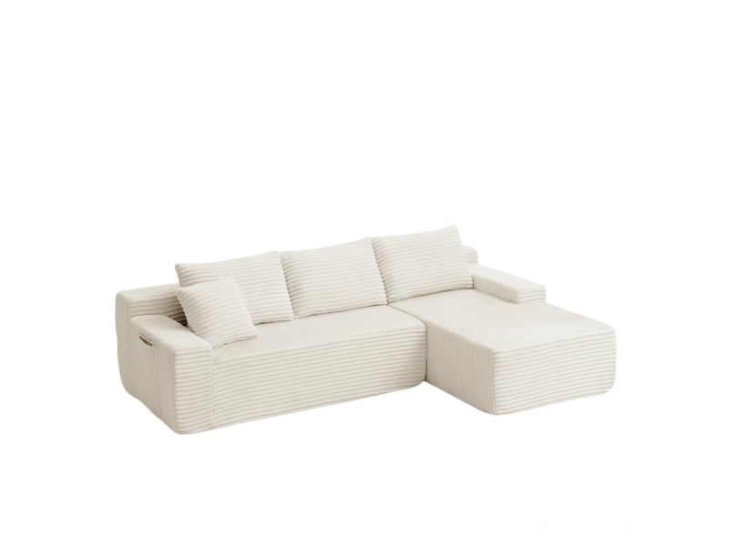  Canapé d’angle modulaire en velours, canapé bas haut de gamme, rembourré mousse, droite, chambresalon, 79x239x156 cm, beige  - Conforama A