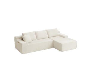 Canapé d'angle compressé droit fixe <strong>BGSRYAO</strong> <strong></strong> 3 places Velours côtelé Beige