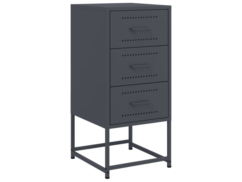  Lot de 2 tables de chevet - cabinet de chevet - table de nuit anthracite 36x39x78 cm acier  - Conforama D