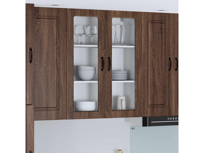  Meuble mural de cuisine, cabinet en verre mural chêne brun 80x31x100cm shl8859  - Conforama B