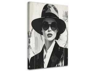 Toile imprimée, femme au chapeau 30x45
