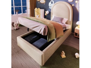 Lit coffre 90x200 cm <strong>HAVRYA</strong>  <strong></strong> coloris beige