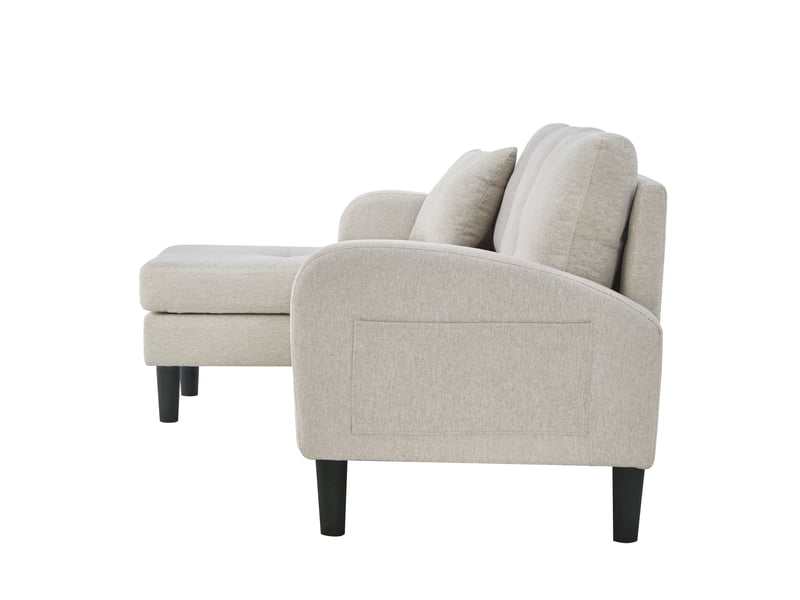 Canapé d'angle en l avec méridienne, canapé 3 places compact 166x118x77 cm, tissu respirant en coton et lin, pour salon - Conforama D