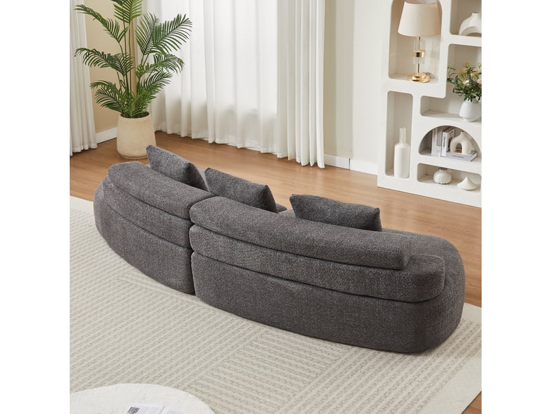  Canapé modulaire 3 places courbé en demi-lune, éléments modulables sans angles durs en chenille gris anthracite  - Conforama E