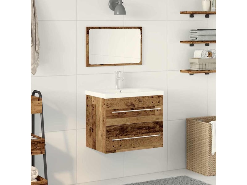  Meuble de lavabo de salle de bain, armoire de bain 2 pc bois ancien cf65494  - Conforama B