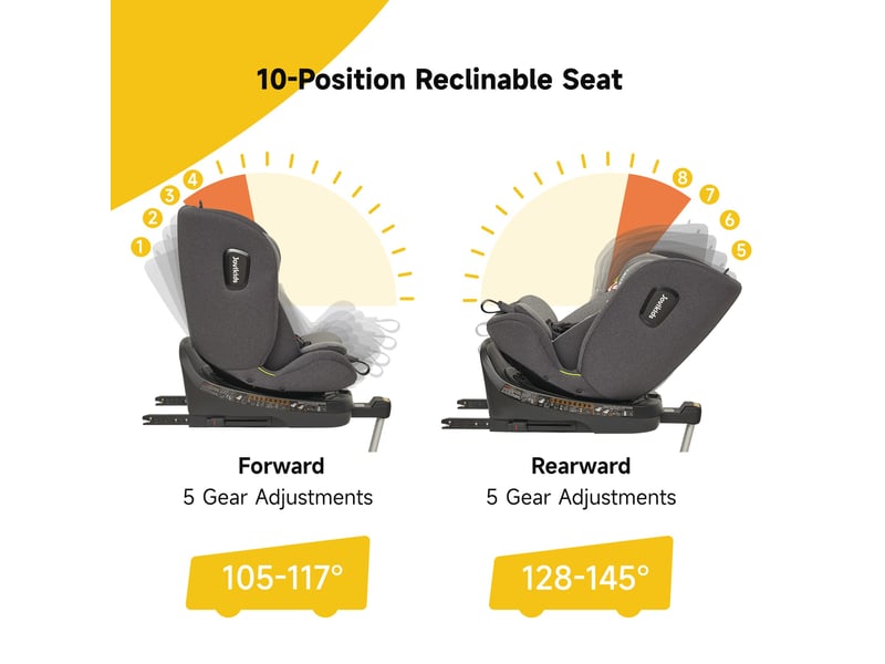  Siège auto enfant pivotant 360 degrés 40-150 cm gris en tissu, isofix i-size avec inclinaison réglable  - Conforama D