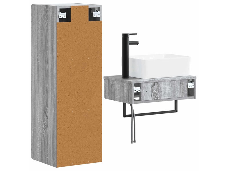  Ensemble de mobilier de salle de bain 2 pcs sonoma gris shl9577  - Conforama E