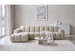 Canapé d'angle gauche fixe MIUFORM Picco 7 places Tissu Beige