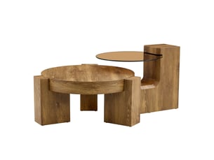 Table basse rond(e) coloris marron  