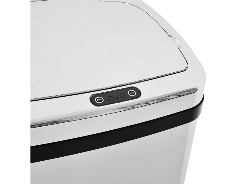  Poubelle de cuisine automatique 50 l en acier inoxydable argenté avec capteur, ouverture sans contact et boutons  - Conforama D