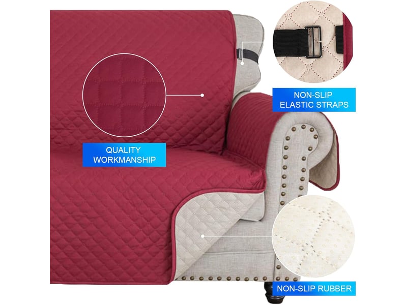 Housse canapé 2 places imperméable avec accoudoirs pour canapé rouge - Conforama D
