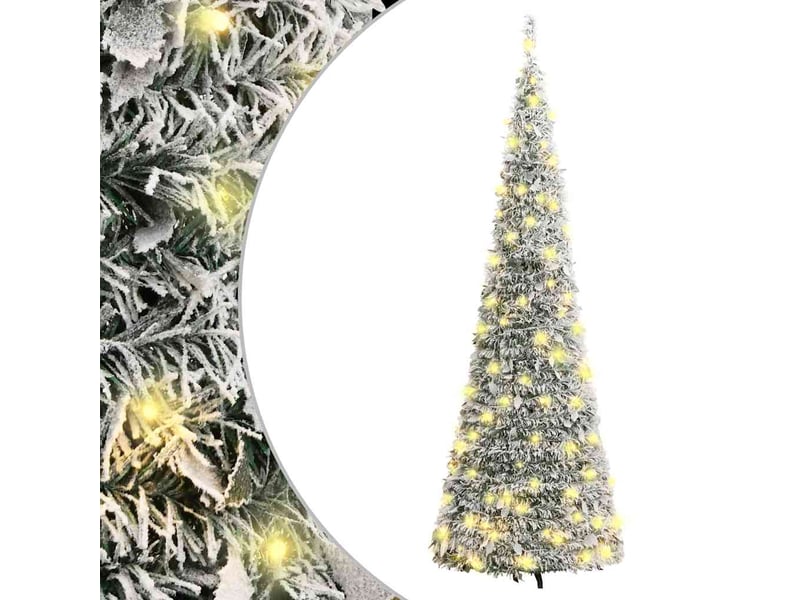  Sapin de noël artificiel, arbre de noël escamotable avec neige floquée 150 led  - Conforama B