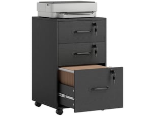 Caisson de bureau mobile 3 tiroirs verrouillables sur roulettes noir 40 x 40 x 69,5 cm