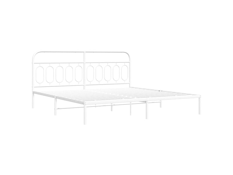 Lit double- lit adulte -  cadre de lit métal sans matelas et tête de lit blanc 200x200 cm  - Conforama B