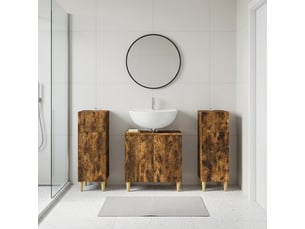 Ensemble de meuble de salle de bain 3 pièces delft chêne fumé cf63380