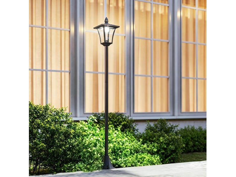 Lampadaire solaire de jardin 18 x 18 x 160 cm noir, acier inoxydable et plastique pp, led à allumage automatique - Conforama D