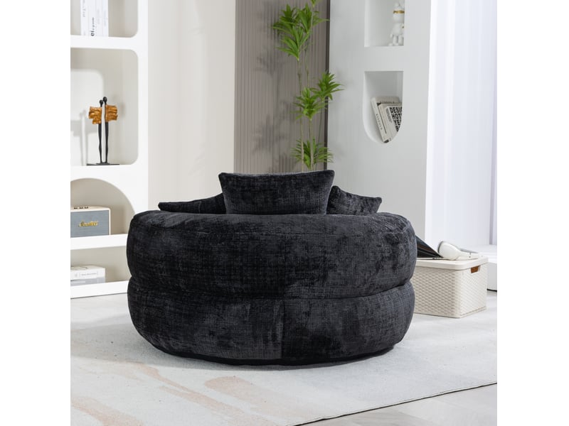  Fauteuil pouf 108x108x52 cm noir  - Conforama C