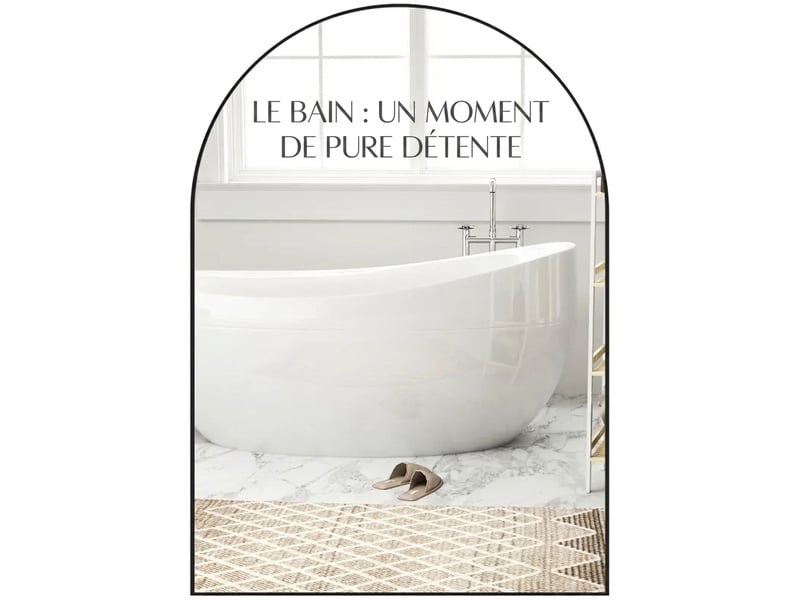  Miroir salle de bain arqué, miroir mural noir 50x70 cadre aluminium  - Conforama A