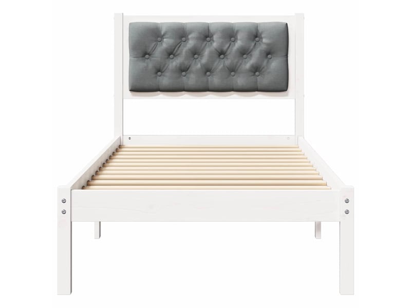  Lit simple- lit adulte -  cadre de lit avec tête de lit gris clair 80 x 200 cm pin massif  - Conforama D