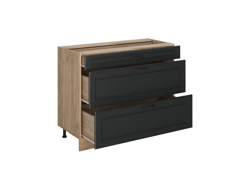  Vicco meuble cuisine, anthracite campagnechêne doré, 100cm plan de travail marbre  - Conforama C