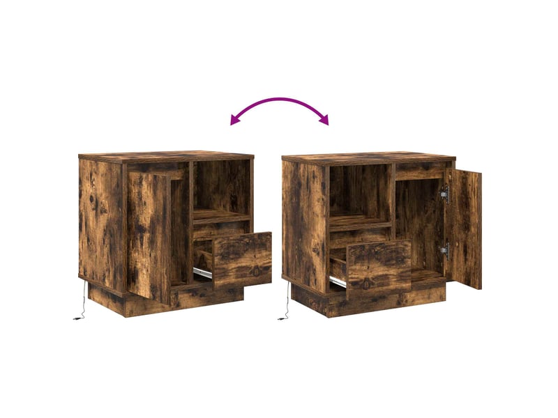 Table de chevet - cabinet de chevet - table de nuit 2 pc chêne fumé 50 x 34,5 x 50 cm. - Conforama E