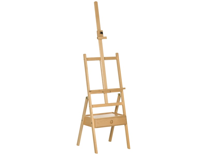  Chevalet en bois sur pied chevalet d'artiste avec tiroir intégré hauteur jusqu'à réglable 92 cm coloris naturel  - Conforama B
