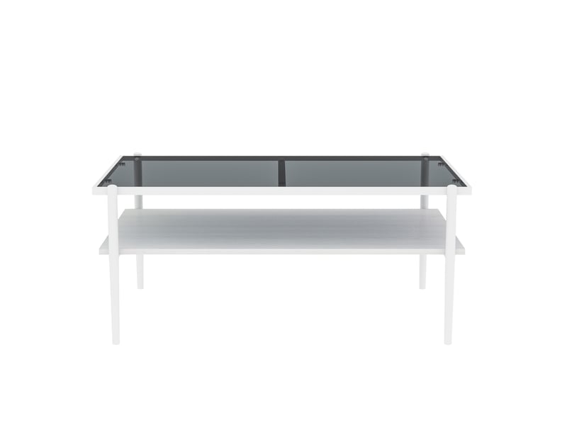  Table basse rectangulaire 97.5 x 61.5 cm en verre trempé gris et blanc  - Conforama D