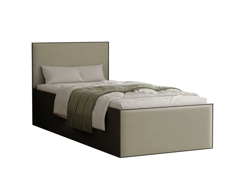  Lit coffre sashi - 90x200 cm - avec matelas - tissu velours - noir gris-vert SASHI - Conforama A