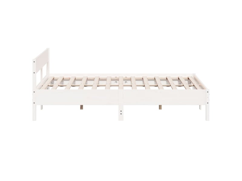 Lit double- lit adulte -  cadre de lit sans matelas blanc 200x200 cm bois massif de pin  - Conforama D