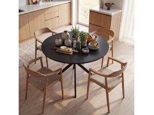 Table à manger ronde 4 personnes ø100 cm noire style industriel