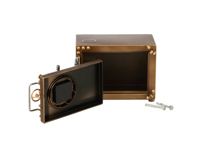  Horloge coffre-fort à poser zacharie 27cm doré  - Conforama C