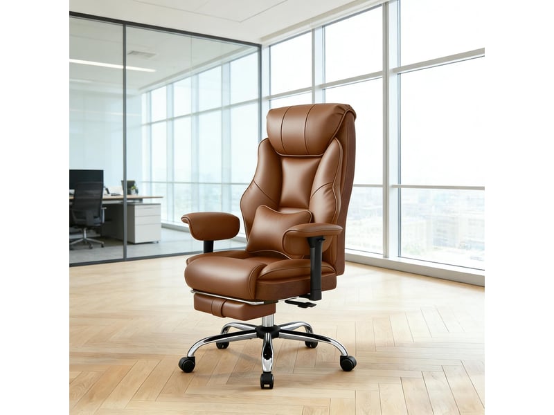  Chaise de bureau confortable à haut dossier, fauteuil informatique moderne noir  - Conforama B