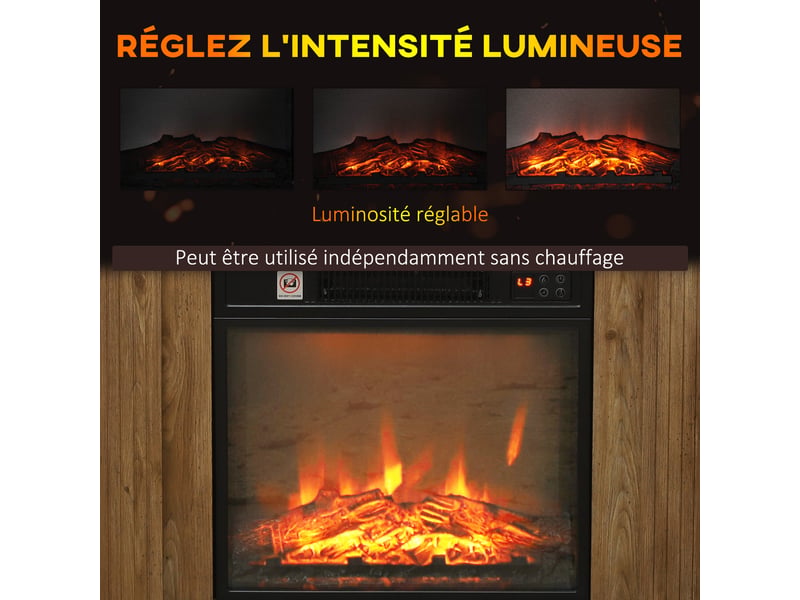 Cheminée électrique effet bois, flammes 3d et chauffage 1 800 w, 81,5 x 30 x 76,2 cm - Conforama R