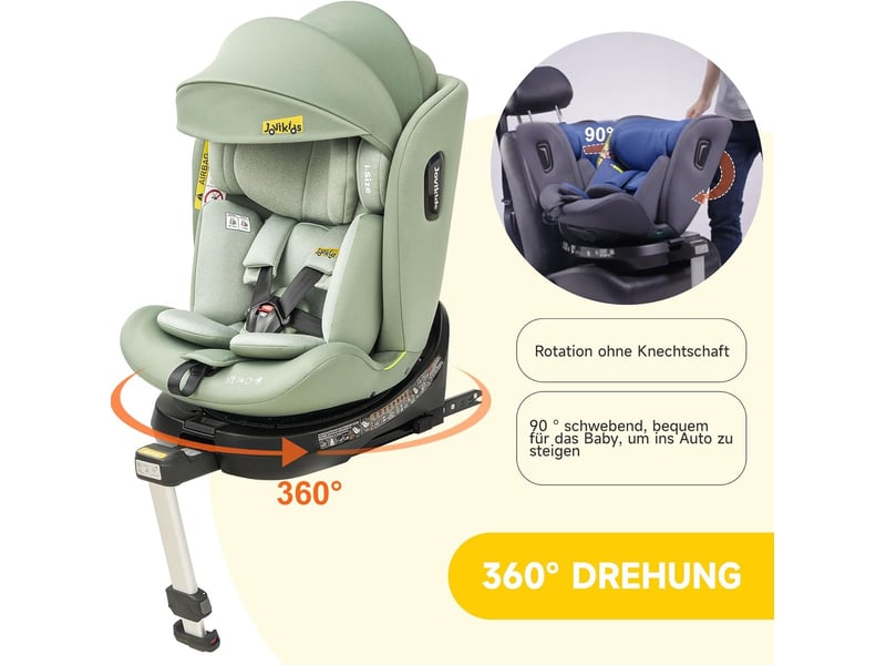  Siège auto enfant i-size 40 à 150 cm vert en tissu, rotation 360 degrés, isofix et inclinaison réglable  - Conforama B