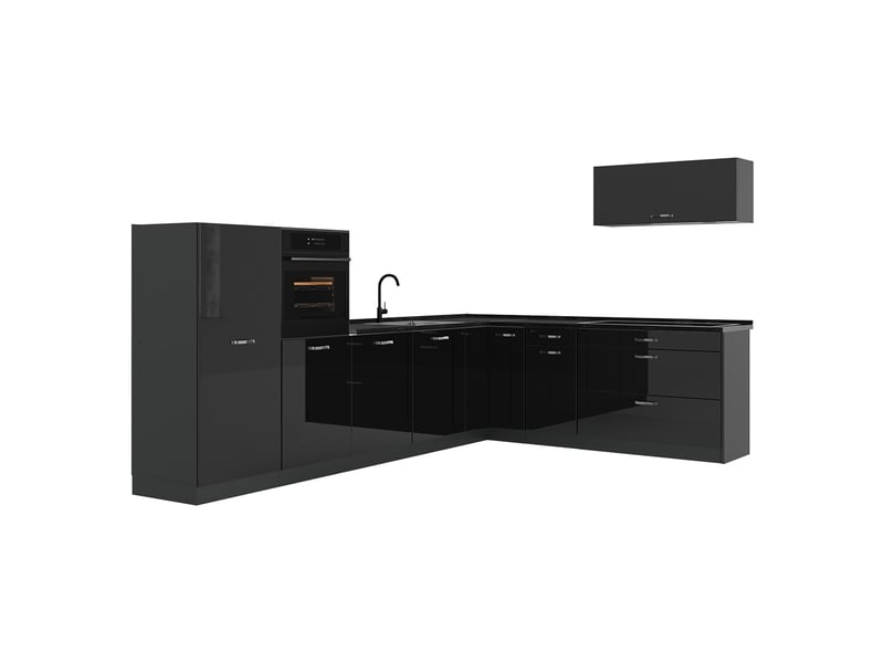  Vicco cuisine en angle, noir haute brillanceanthracite, 327 x cm sans plan de travail  - Conforama A