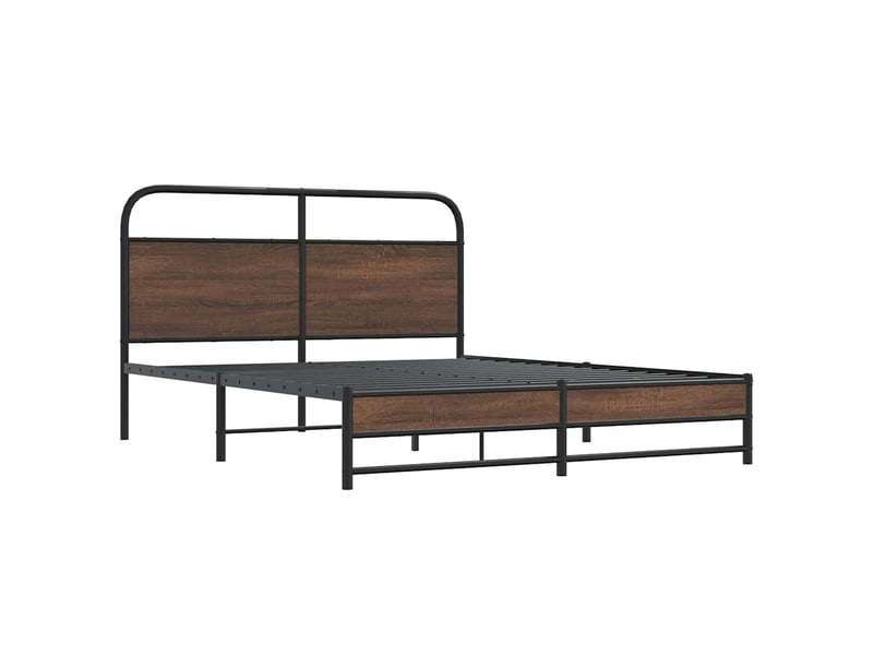  Lit double- lit adulte -  cadre de lit en métal sans matelas chêne marron 160x200 cm  - Conforama B