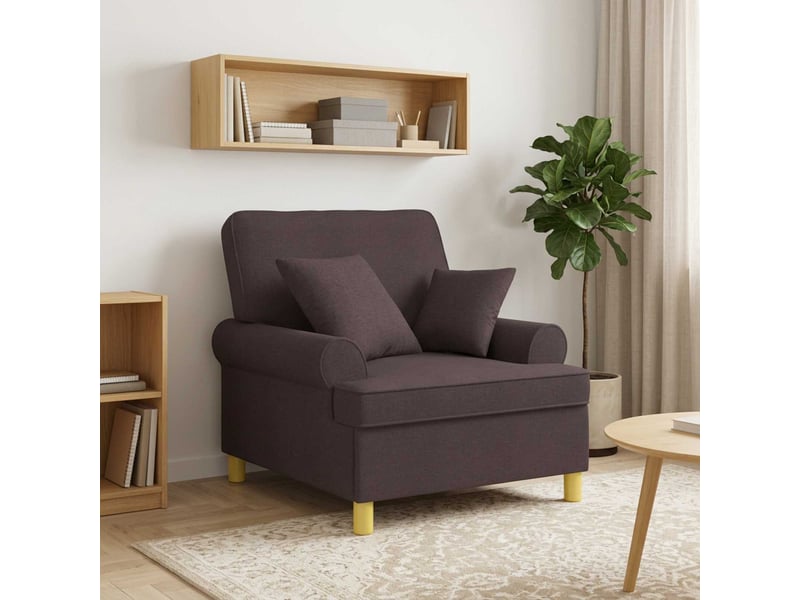  Vidaxl fauteuil xl avec coussins marron foncé tissu  - Conforama B