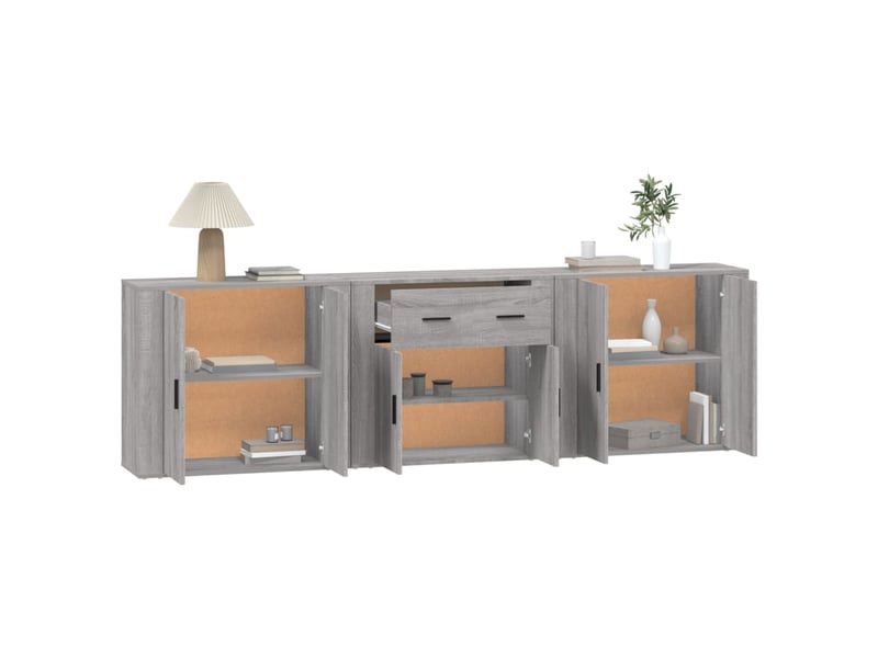  Buffets 3 pcs - bahut - meuble de rangement sonoma gris bois d'ingénierie  - Conforama D
