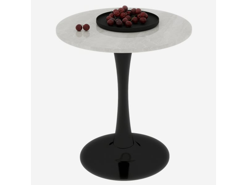  Table basse moderne - marbre artificiel - noir blanc - style milieu du siècle 70x70x72cm - Conforama A