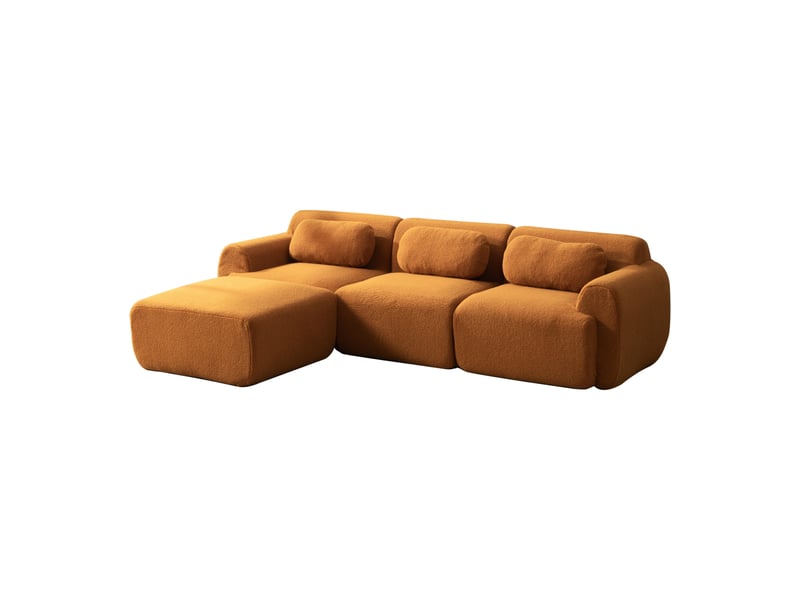 Canapé modulaire en chenille 3 places sans montage 271 x 177 cm confort moelleux salon - Conforama A