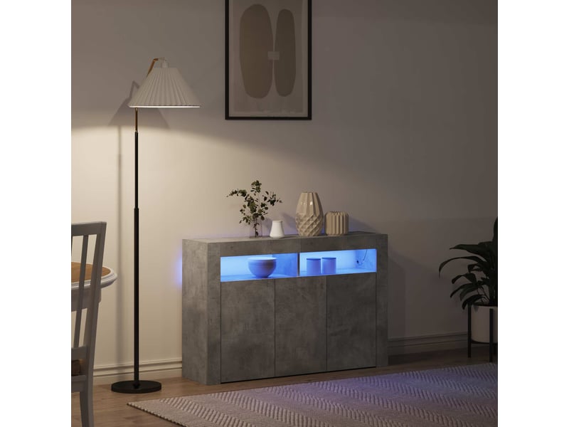  Buffet - bahut - meuble de rangement gris béton 116 x 30 x 75 cm bois d'ingénierie  - Conforama E