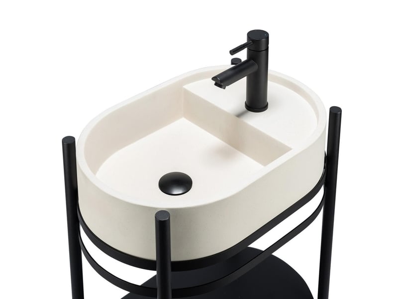 Meuble simple vasque lucia sur pieds 55cm métal noir et vasque béton MTC 3460 - Conforama D
